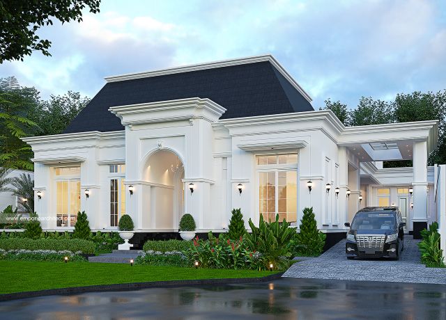 Desain Tampak Depan Rumah Klasik 1 Lantai Bapak BD di Bekasi