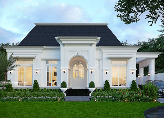 Desain Tampak Depan 3 Rumah Klasik 1 Lantai Bapak BD di Bekasi