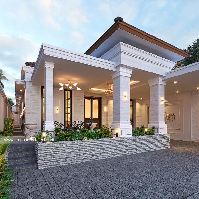 Desain Tampak Detail Depan Rumah Klasik 1 Lantai Bapak FSL di Kalimantan Tengah