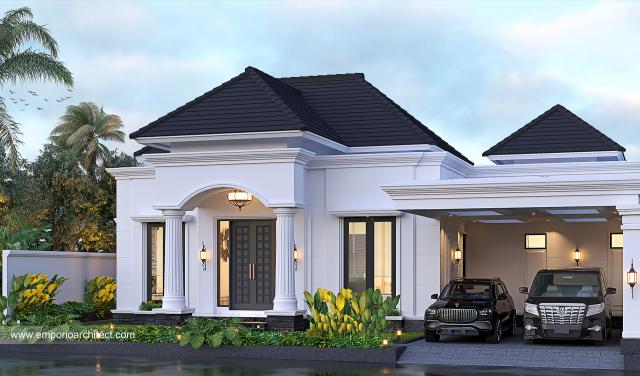 Desain Rumah Klasik 1 Lantai Bapak AD di Jambi - Tampak Depan