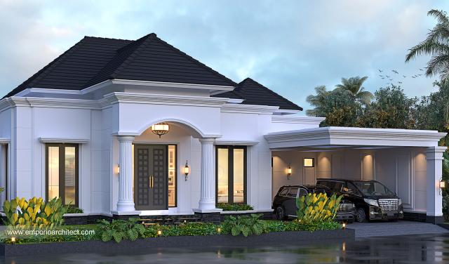 Desain Tampak Depan 2 Rumah Klasik 1 Lantai Bapak AD di Jambi