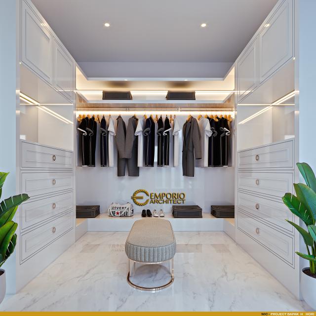 Desain Walk In Closet Rumah Klasik 1 Lantai Bapak H. Hori di Bogor, Jawa Barat