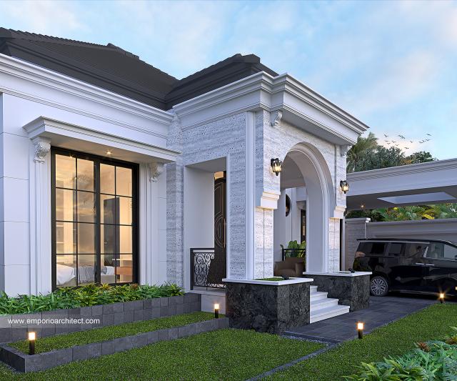 Desain Tampak Detail Depan Rumah Klasik 1 Lantai Bapak SGT di Rembang, Jawa Tengah