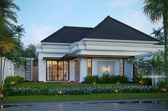 Desain Tampak Samping Rumah Klasik 1 Lantai Bapak SHD di Palembang