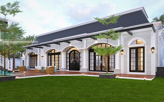 Desain Tampak Detail Tengah 3 Rumah Klasik 1 Lantai Ibu Mona di Palu, Sulawesi Tengah