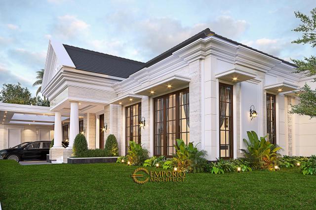 Desain Tampak Detail Depan Rumah Klasik 1 Lantai Bapak Djamaludin di Banten