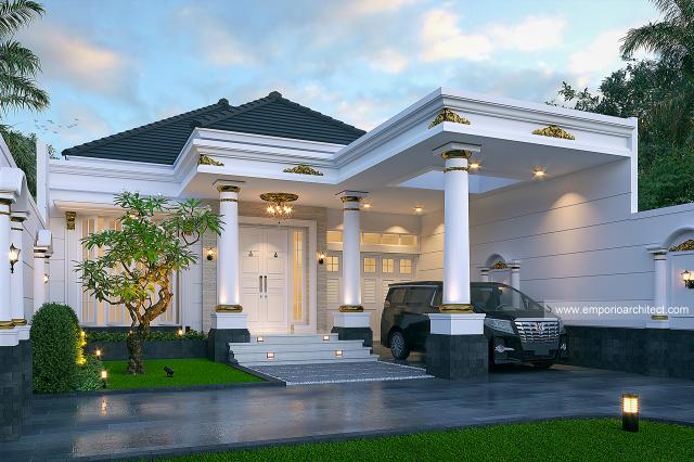 Desain Rumah Klasik 1 Lantai Ibu NVT di Cilacap, Jawa Tengah - Tampak Depan