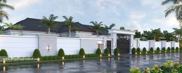 Desain Tampak Depan Dengan Pagar Rumah Klasik 1 Lantai Ibu FTM di Solo (Surakarta), Jawa Tengah