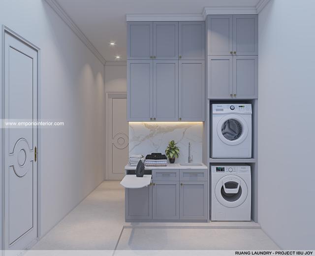 Desain Ruang Laundry Rumah Klasik Modern 2 Lantai Ibu JY di Jakarta