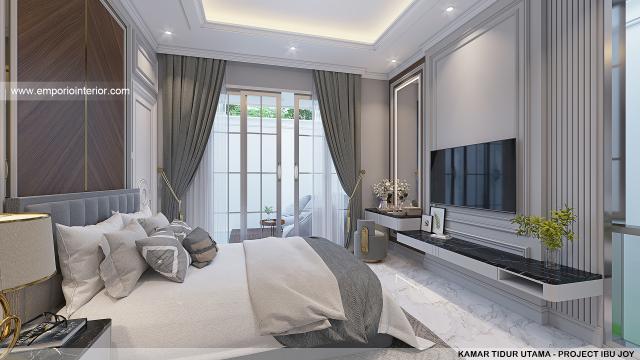 Desain Kamar Tidur Utama Rumah Klasik Modern 2 Lantai Ibu JY di Jakarta