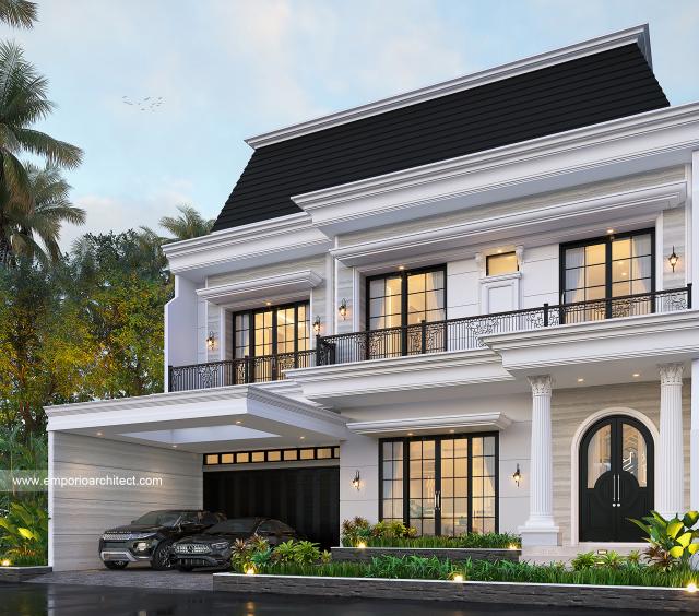 Desain Rumah Klasik 2 Lantai Bapak Daniel di Surabaya - Tampak Depan