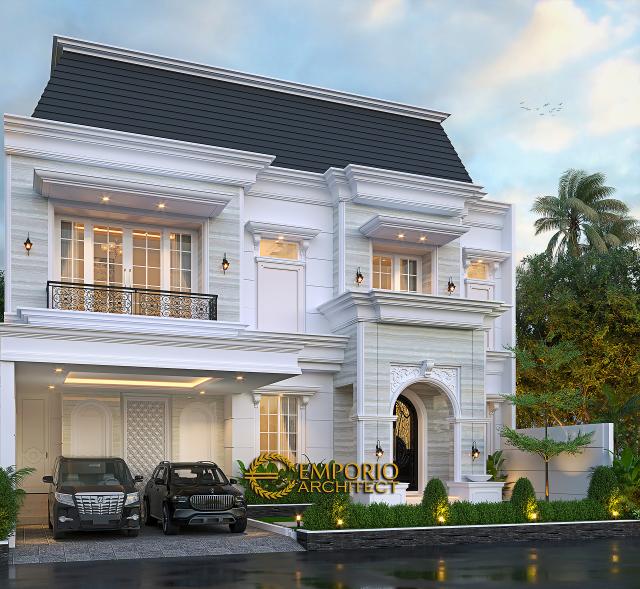 Desain Tampak Depan 2 Rumah Klasik 2 Lantai Bapak Usman di Makassar