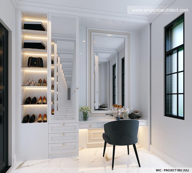 Desain Walk In Closet Rumah Klasik 2 Lantai Ibu JLI di Surabaya