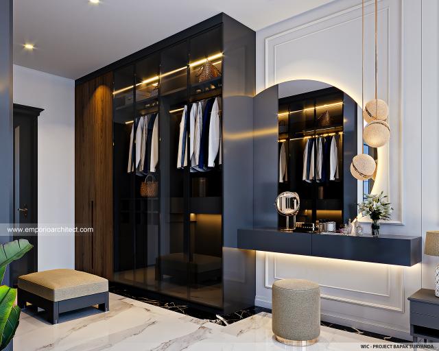 Desain Walk In Closet Rumah Klasik 2 Lantai Bapak SYD di Cinere, Depok