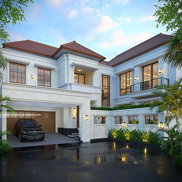 #facadedesign - Mrs. RN 1812 Classic House 2 Floors Design - Bandung - Code 39411