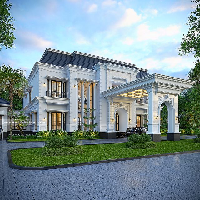 #classichomedesign - Mrs. HLD 1716 Classic House 2 Floors Design - Kalimantan Tengah - Code 36801