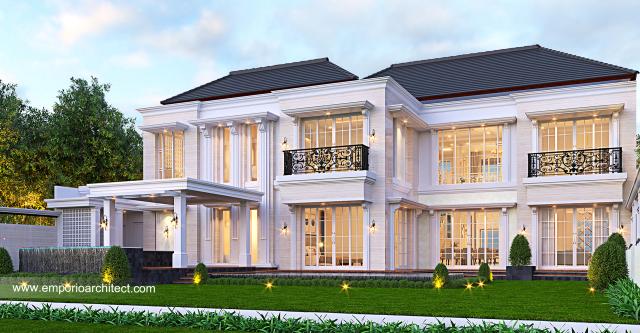 Desain Tampak Belakang Rumah Klasik 2 Lantai Ibu Risma di Purwakarta, Jawa Barat