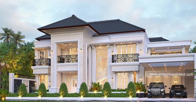 #exteriordesign - Mrs. Risma Classic House 2 Floors Design - Purwakarta, Jawa Barat - Code 17812