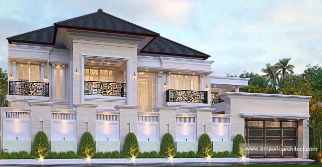 #exteriordesign - Mrs. Risma Classic House 2 Floors Design - Purwakarta, Jawa Barat - Code 17814