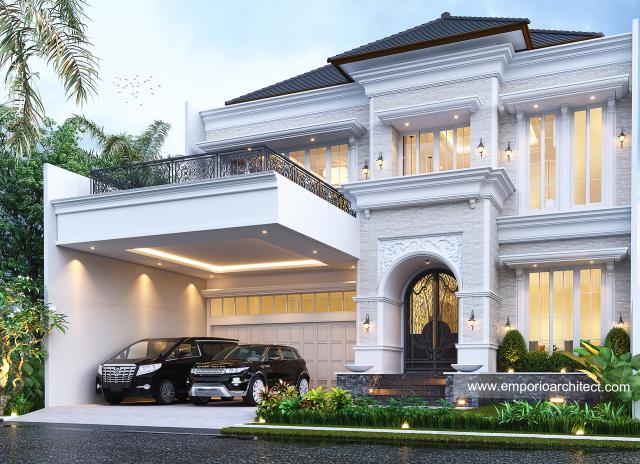 Desain Rumah Klasik 2 Lantai Bapak MTC di Bogor, Jawa Barat - Tampak Depan