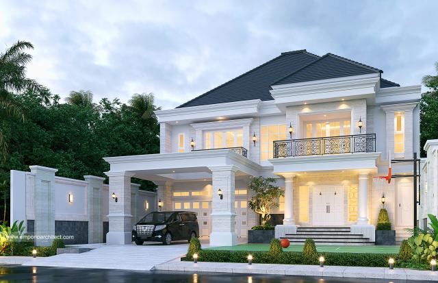 Desain Rumah Klasik 2 Lantai Bapak BLL di Manado, Sulawesi Utara - Tampak Depan