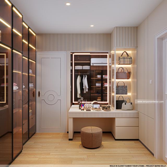 Desain Walk In Closet Kamar Tidur Utama Rumah Klasik 2 Lantai Bapak BLL di Manado, Sulawesi Utara