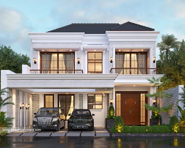 Gambar 1 Desain Rumah Klasik 2 Lantai Ibu Ila di  Cimahi, Bandung