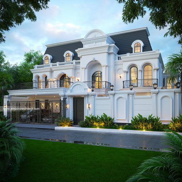 #exteriordesign - Mrs. HD 1652 Classic House 2 Floors Design - Surabaya - Code 34958