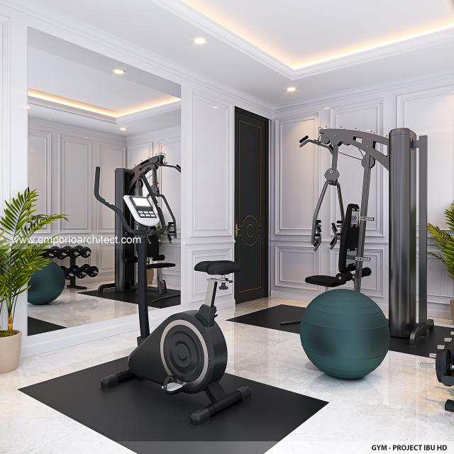 Desain Gym Area Rumah Klasik 2 Lantai Ibu HD di Surabaya