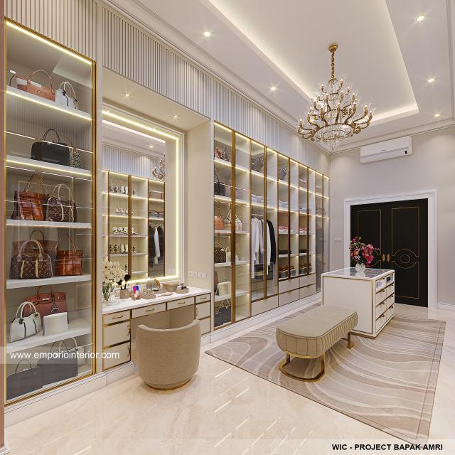 Desain Walk In Closet Rumah Klasik 2 Lantai Bapak AR di Batam