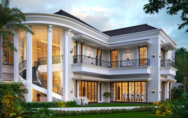 Desain Tampak Belakang Rumah Klasik 2 Lantai Bapak AR di Batam