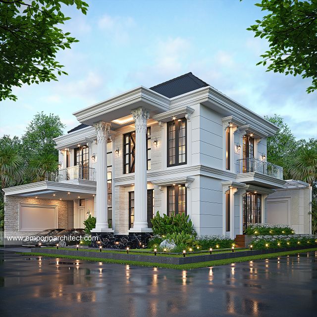 #frontviewexterior - Mrs. EDV 1689 Classic House 2 Floors Design - Pekanbaru, Riau - Code 35708