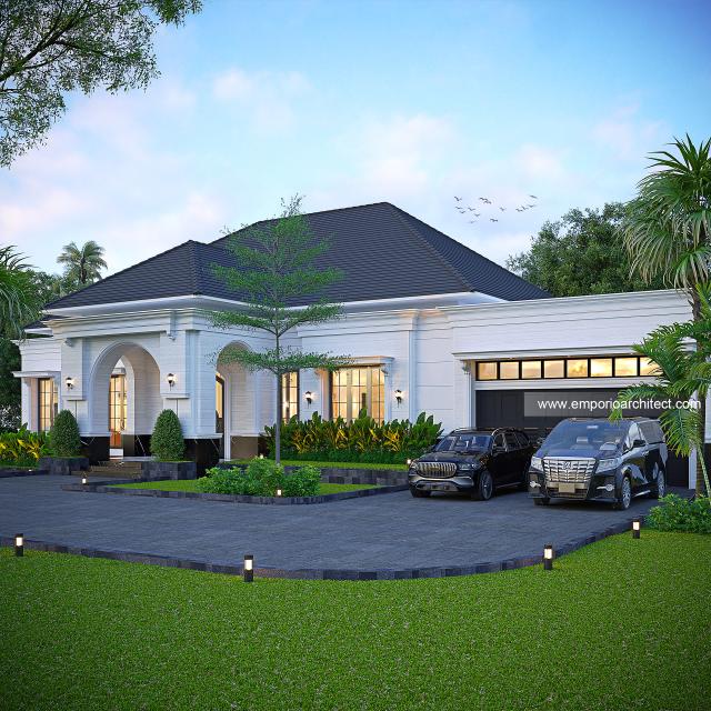 Desain Tampak Depan 3 Rumah Klasik 2 Lantai Bapak YKI di Sentul, Bogor