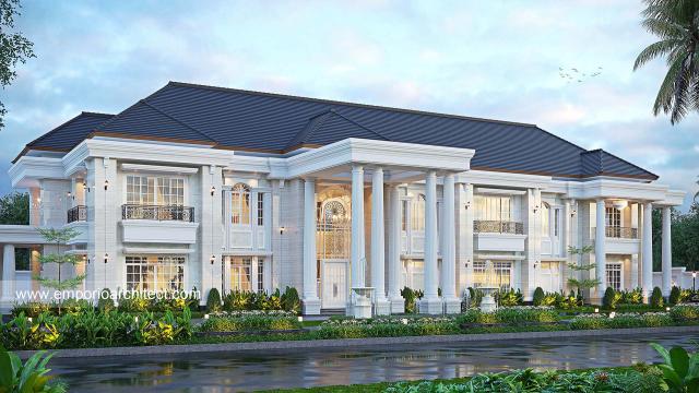 Desain Tampak Depan 2 Rumah Klasik 2 Lantai Ibu RMT di Kalimantan Selatan