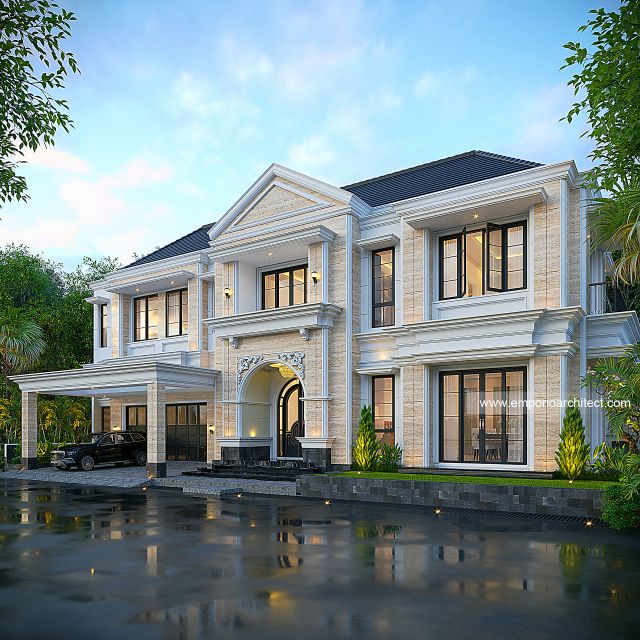 #homeexteriordesign - Mr. VRD and Mrs. AS 1738 Classic House 2 Floors Design - Ciracas, Jakarta Timur - Code 37823