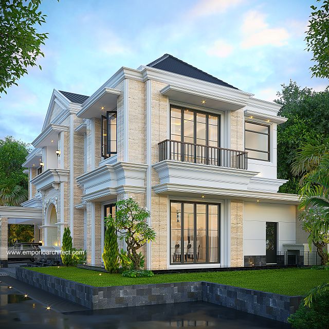 #homeexteriordesign - Mr. VRD and Mrs. AS 1738 Classic House 2 Floors Design - Ciracas, Jakarta Timur - Code 37825