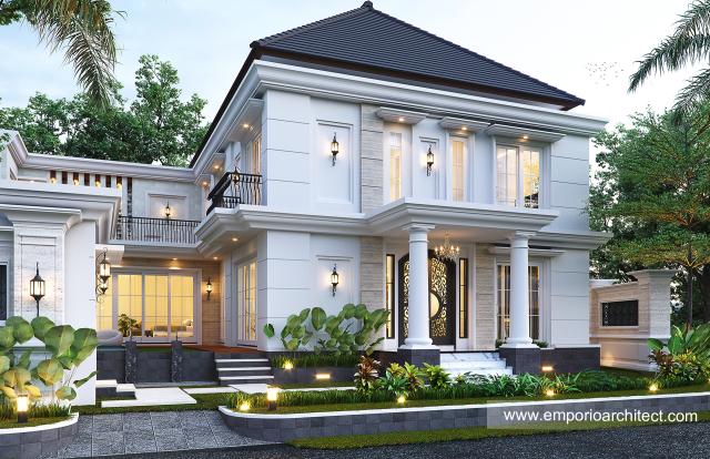 Gambar 2 Desain Rumah Klasik 2 Lantai Bapak HMD 1122 di  Surabaya