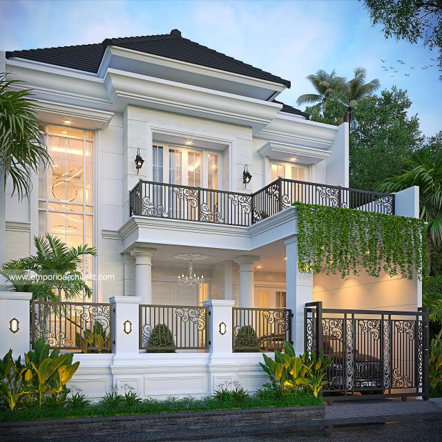 #frontviewexterior - Mrs. RN 1590 Classic House 2 Floors Design - Madura - Code 32767