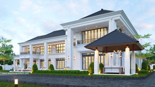 Desain Tampak Belakang Rumah Klasik 2 Lantai Bapak Mubaroq di Jambi