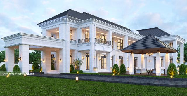 Desain Tampak Belakang 2 Rumah Klasik 2 Lantai Bapak Mubaroq di Jambi