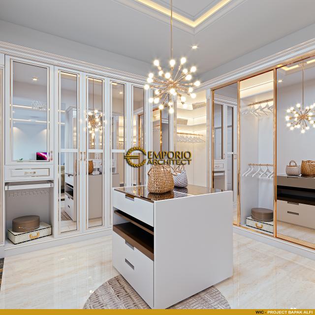 Desain Walk In Closet Rumah Klasik 2 Lantai Bapak AF di Bekasi