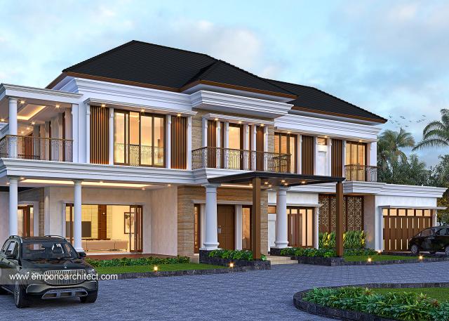 Desain Rumah Klasik 2.5 Lantai Bapak YGK di Sentul City, Bogor - Tampak Depan