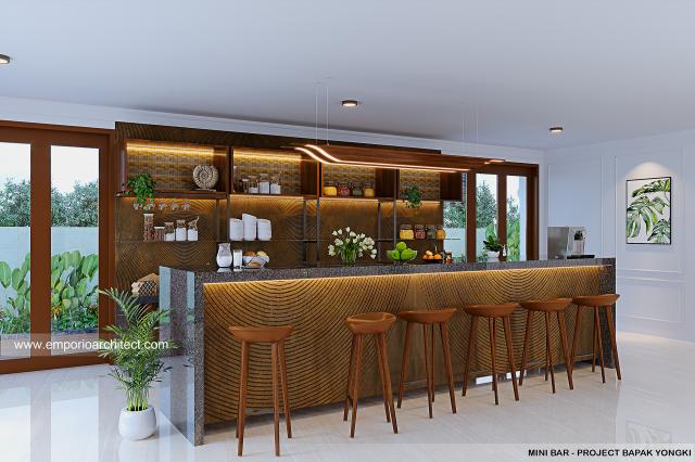 Desain Mini Bar Rumah Klasik 2.5 Lantai Bapak YGK di Sentul City, Bogor