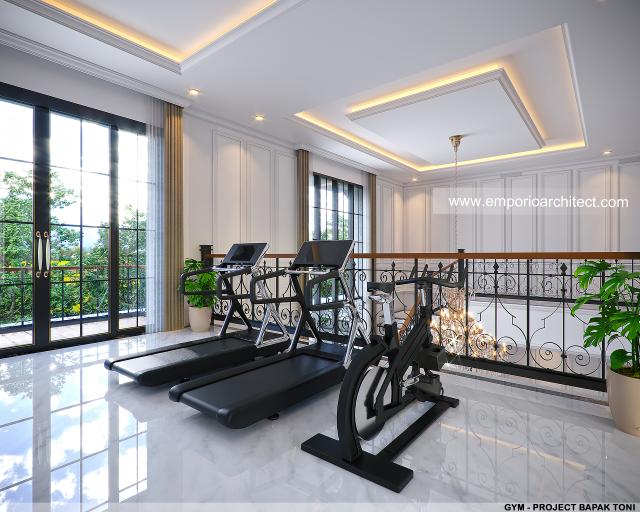 Desain Ruang Gym Rumah Klasik 2.5 Lantai Bapak TNO di Medan, Sumatera Utara