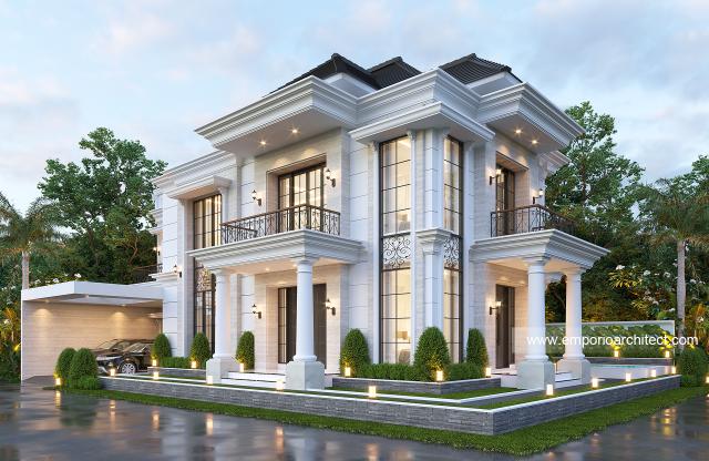 Gambar 2 Desain Rumah Klasik 2.5 Lantai Bapak TNO 1104 di  Medan, Sumatera Utara