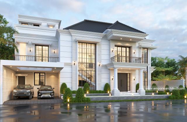 Desain Rumah Klasik 2.5 Lantai Bapak TNO di Medan, Sumatera Utara - Tampak Depan