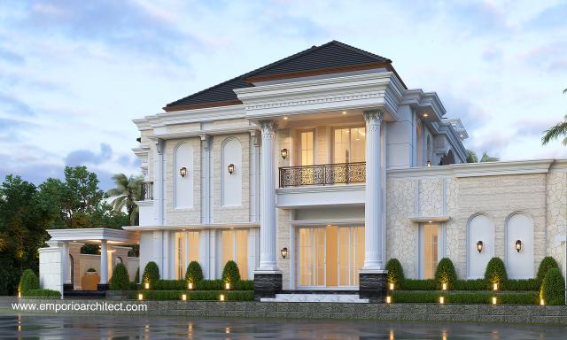 Desain Tampak Samping Rumah Klasik 2.5 Lantai Bapak JTA di Jakarta Selatan