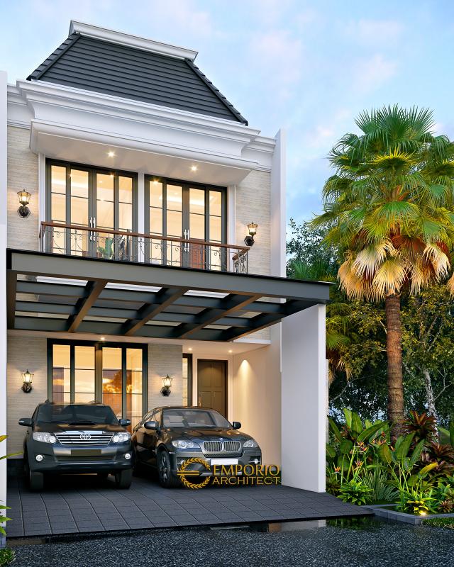 #housefacade - Mr. Firman Classic House 2.5 Floors Design - Jakarta - Code 15677