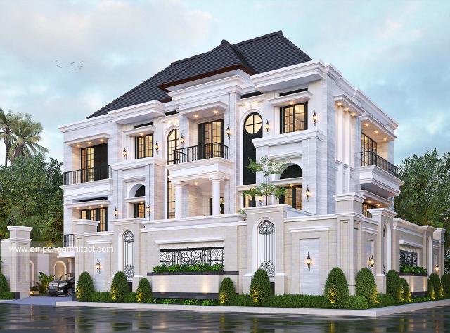 Desain Rumah Klasik 2.5 Lantai Ibu VTI di Jakarta - Tampak Hook