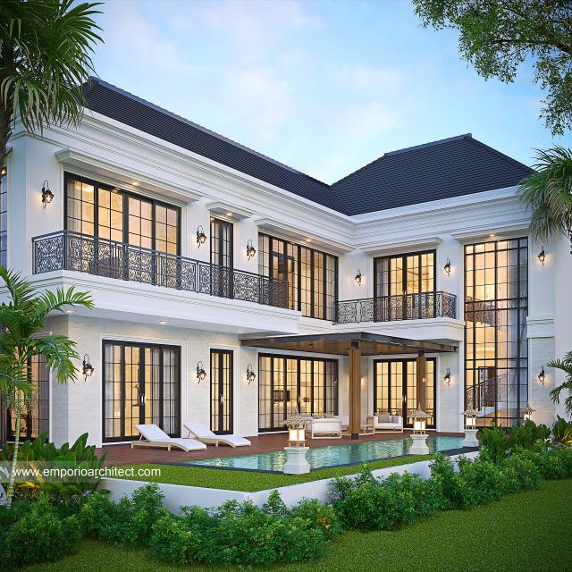 Desain Tampak Belakang Rumah Klasik 3 Lantai Bapak dr. WSN di Denpasar, Bali